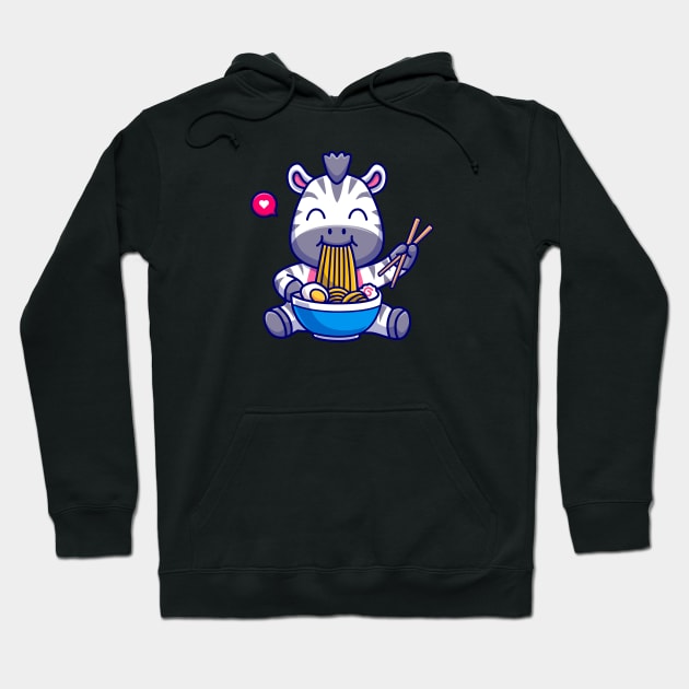 Cute Zebra Eating Ramen Bowl With Chopstick Cartoon Hoodie by Catalyst Labs